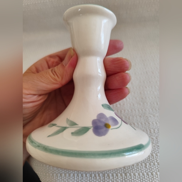 Vintage Porcelain Candle Holder with purple followers. - Picture 3 of 8